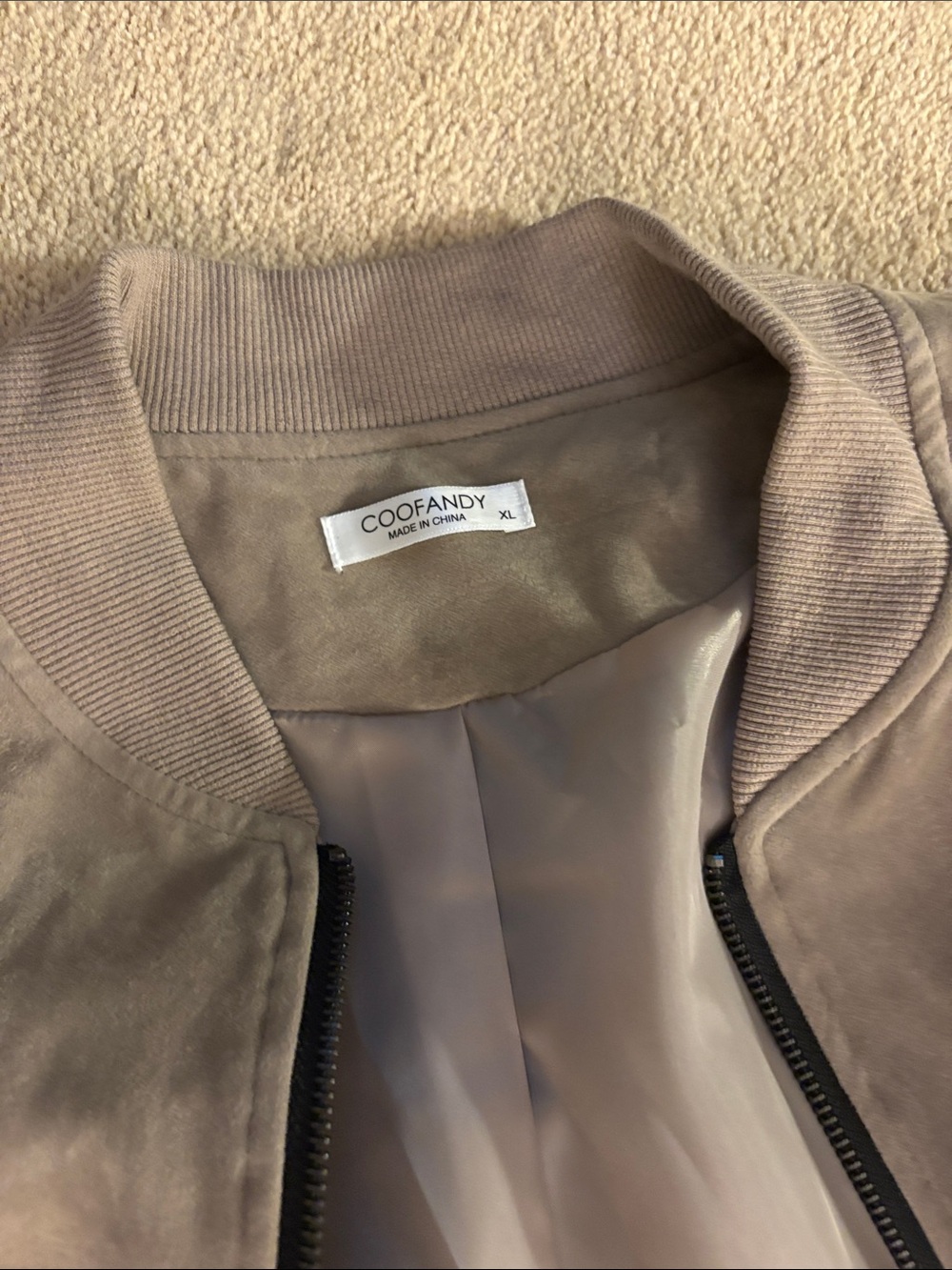 COOFANDY Taupe Suede Bomber Jacket - men’s Lightweight Coat